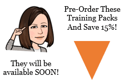 Picture of Diana Herzan indicating which Training Packs are coming soon and available to Pre-Order now.