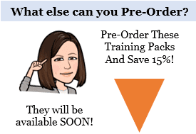 Caricature of Diana Herzan indicating which Training Packs are available to Pre-Order now